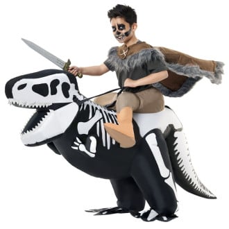Boys Ride On T-Rex Skeleton Inflatable Costume