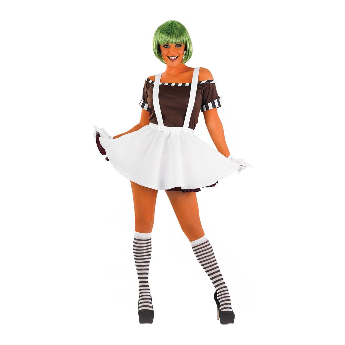 Women's Factory Worker Skirt Costume with Wig