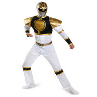Mens Power Rangers White Ranger Muscle Costume