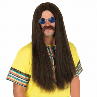 Long Brown Hippie Wig
