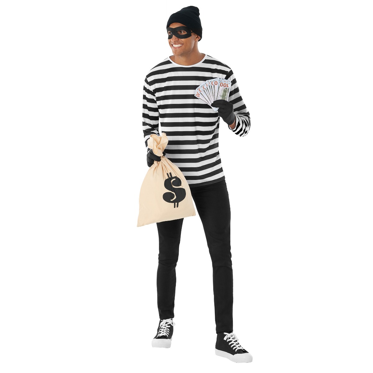 Mens Striped Burglar Costume